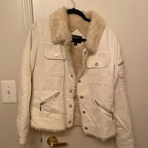 Tailor B. Moss cream, fur-lined corduroy jacket